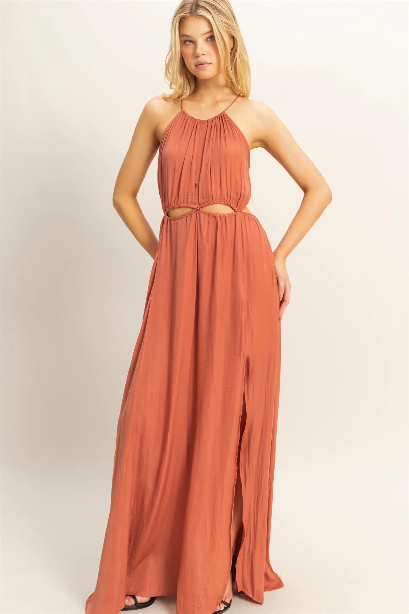 The Soleil Side Cutout Side Slit Maxi Dress