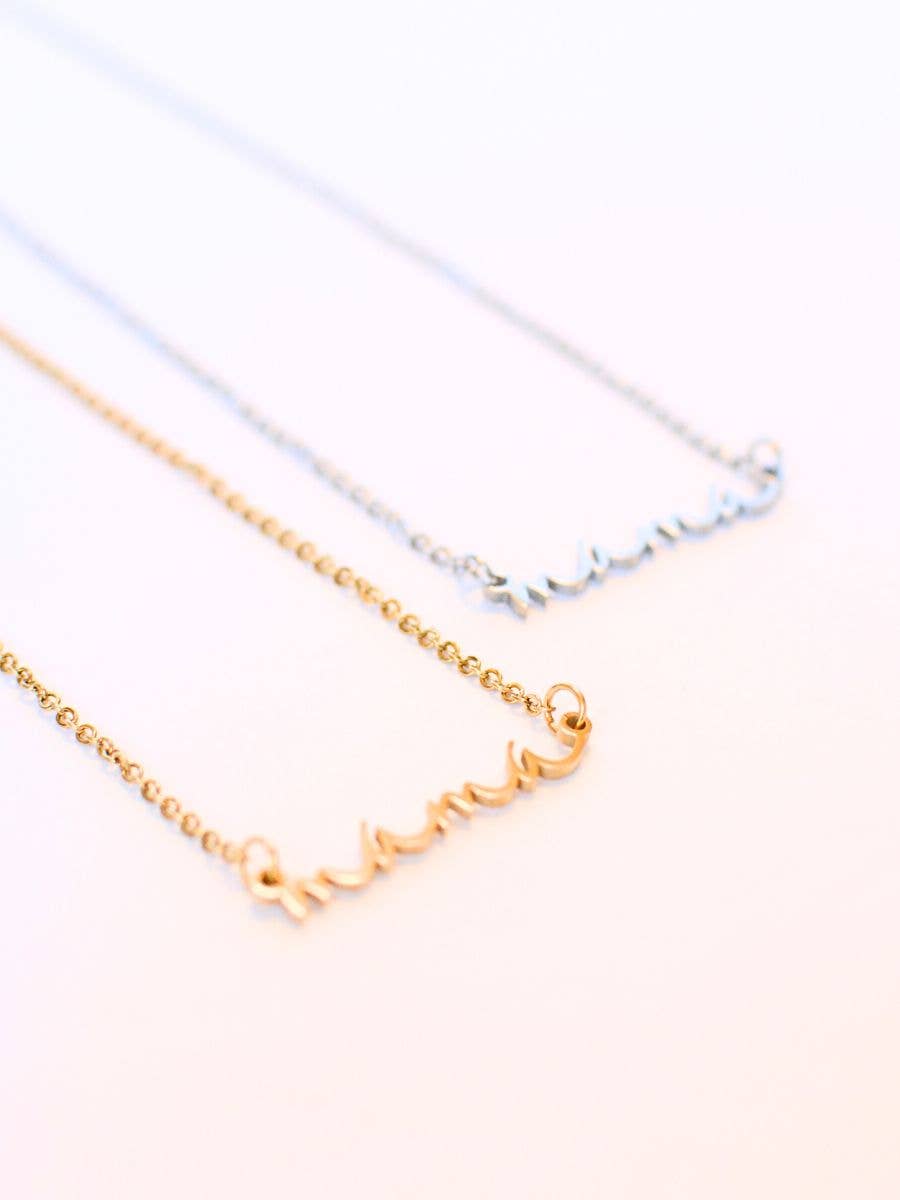 Mama Dainty Script Necklace