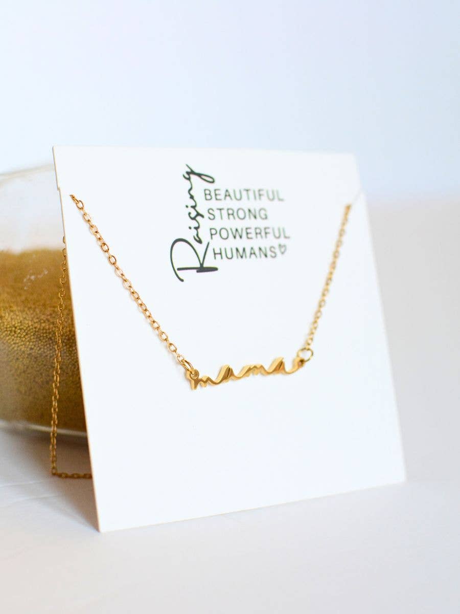 Mama Dainty Script Necklace