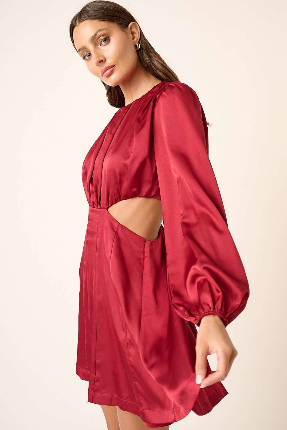 The Keana Satin Side Cutout Mini Dress