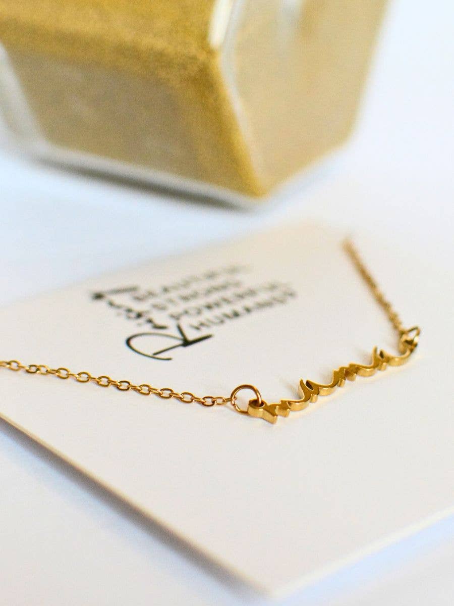 Mama Dainty Script Necklace