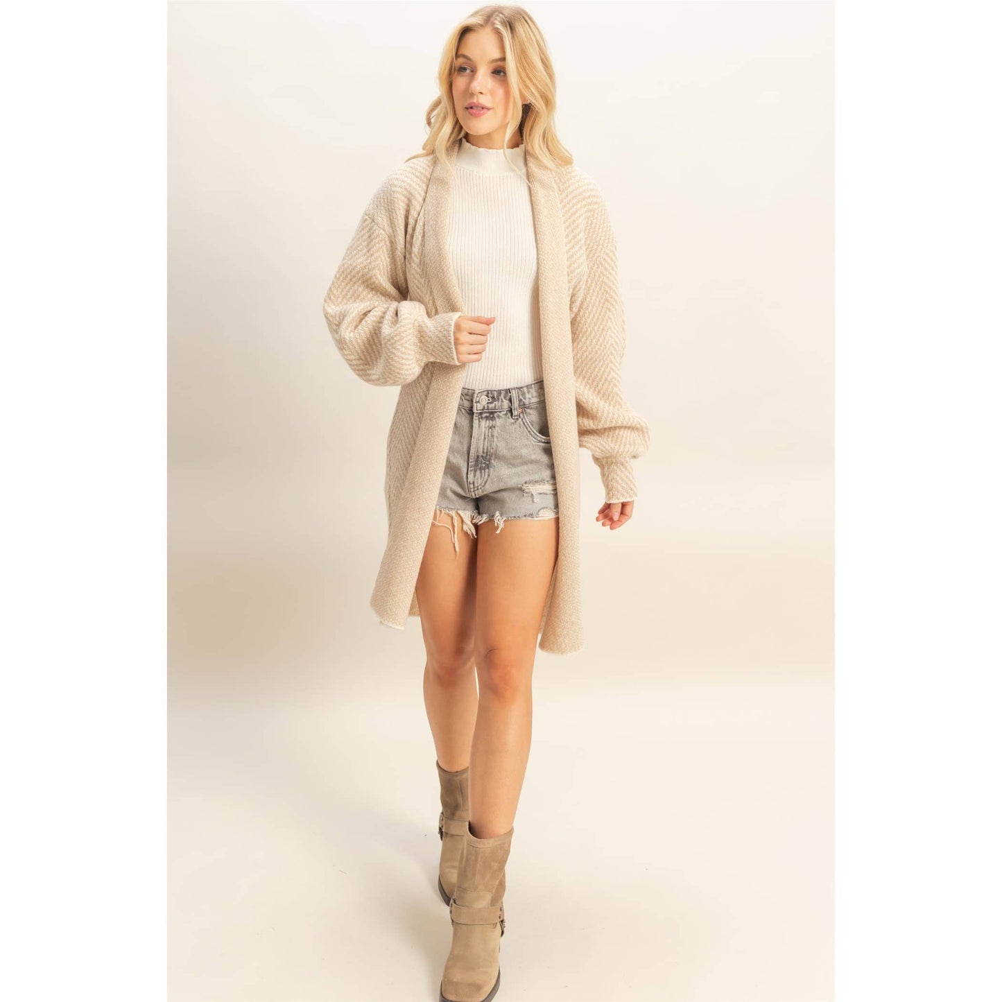 The Emily Herringbone Sweater Cardigan