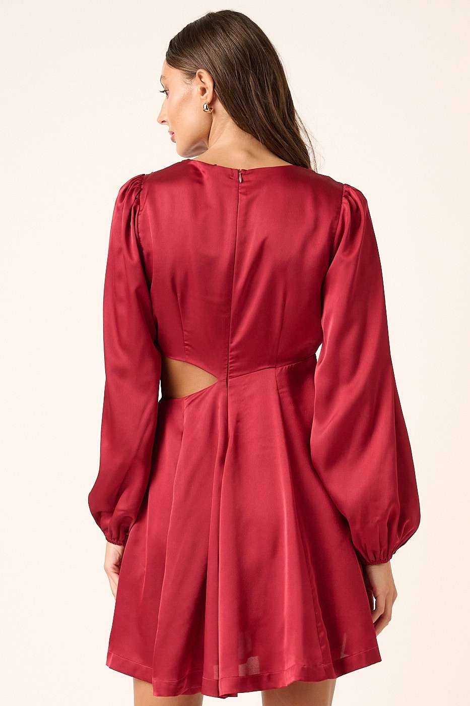 The Keana Satin Side Cutout Mini Dress