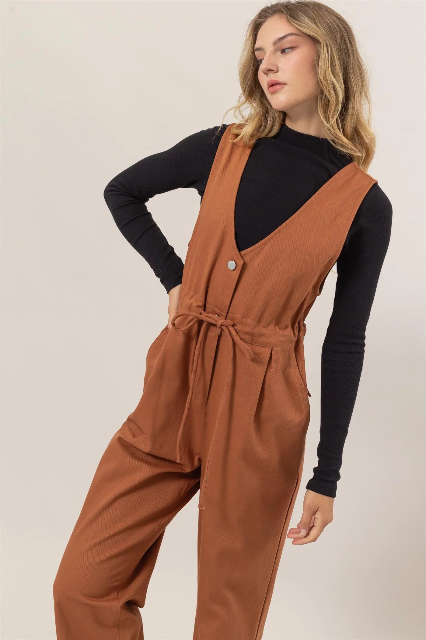 The Lorelai Twill Sleeveless Jumpsuit