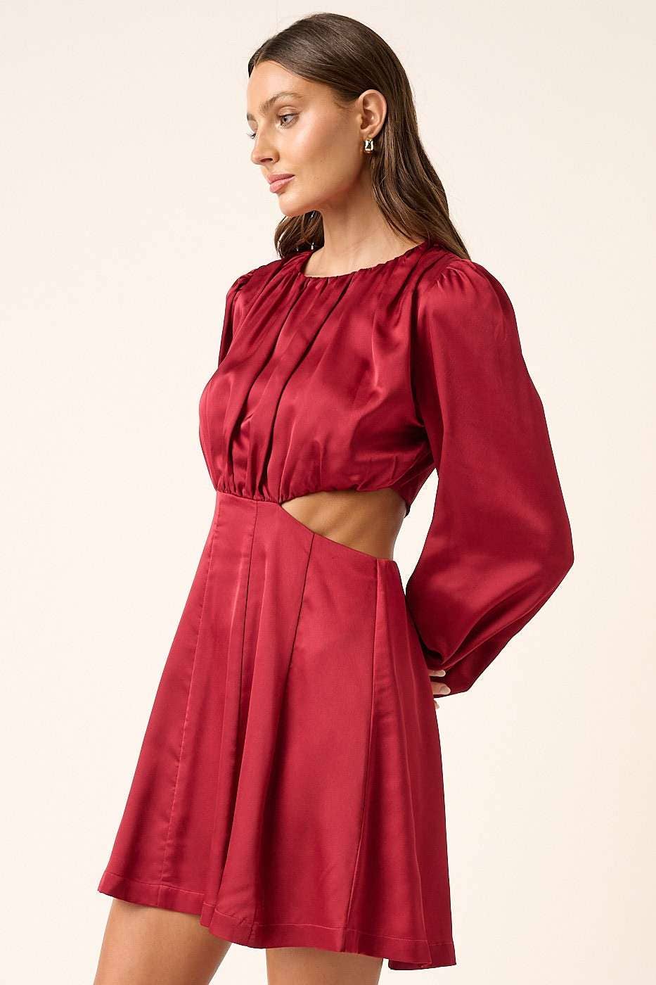 The Keana Satin Side Cutout Mini Dress