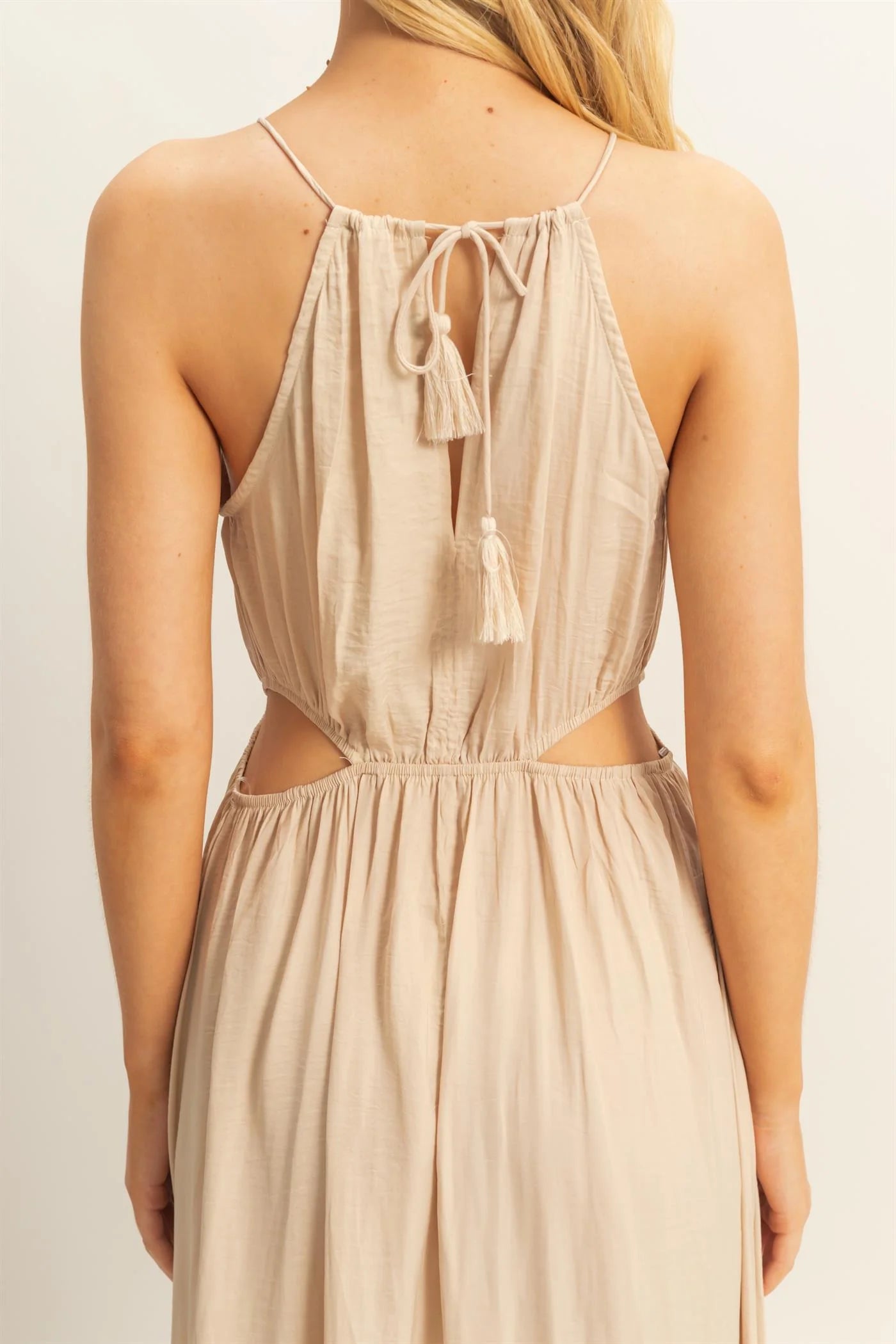 The Soleil Side Sand Cutout Side Slit Maxi Dress