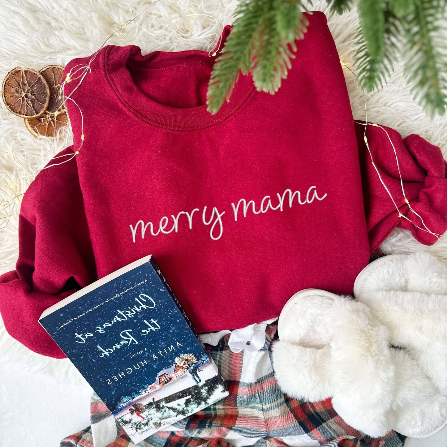 Merry Mama Embroidered Crewneck Sweatshirt
