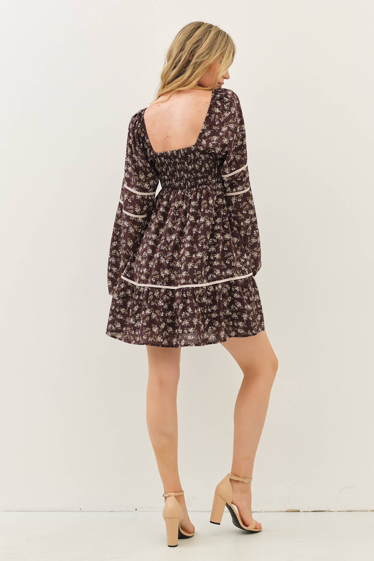 The Laura Floral Square Neck Smocked Mini Dress