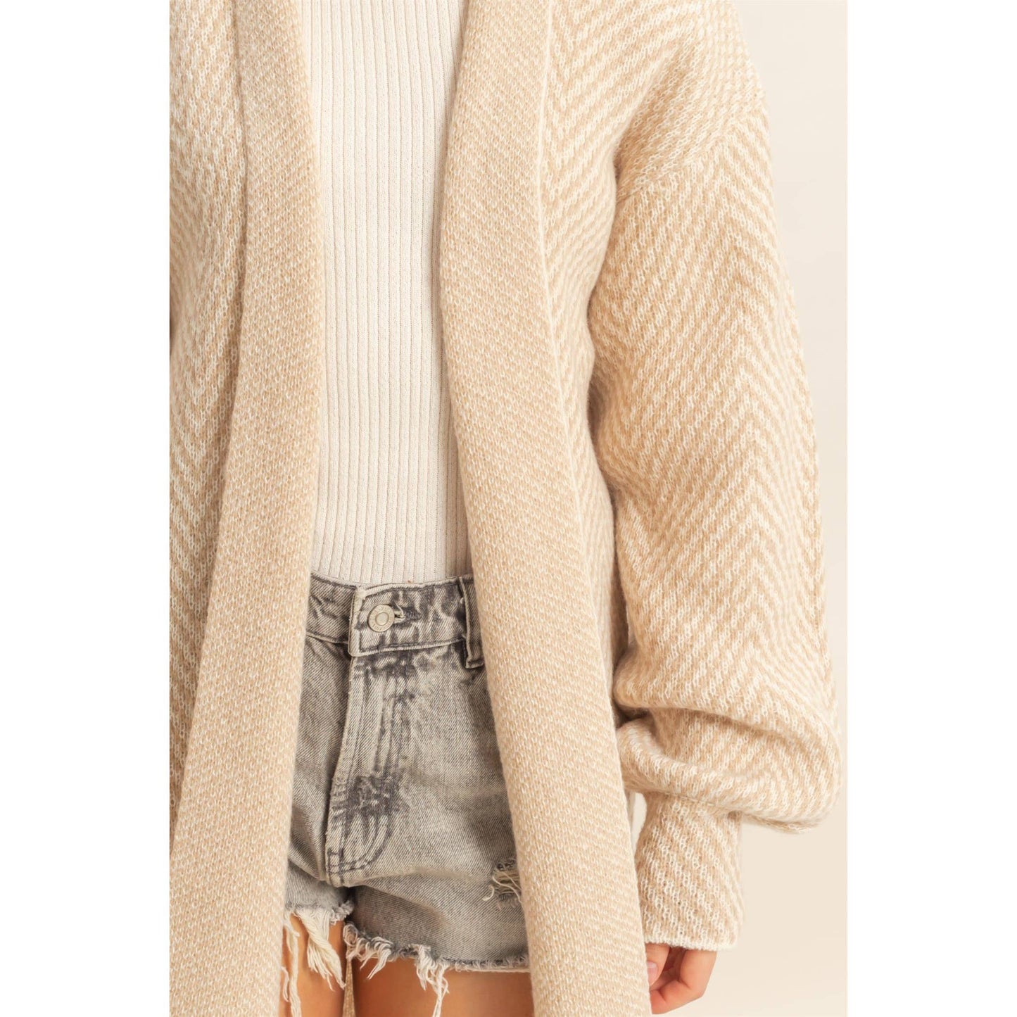 The Emily Herringbone Sweater Cardigan