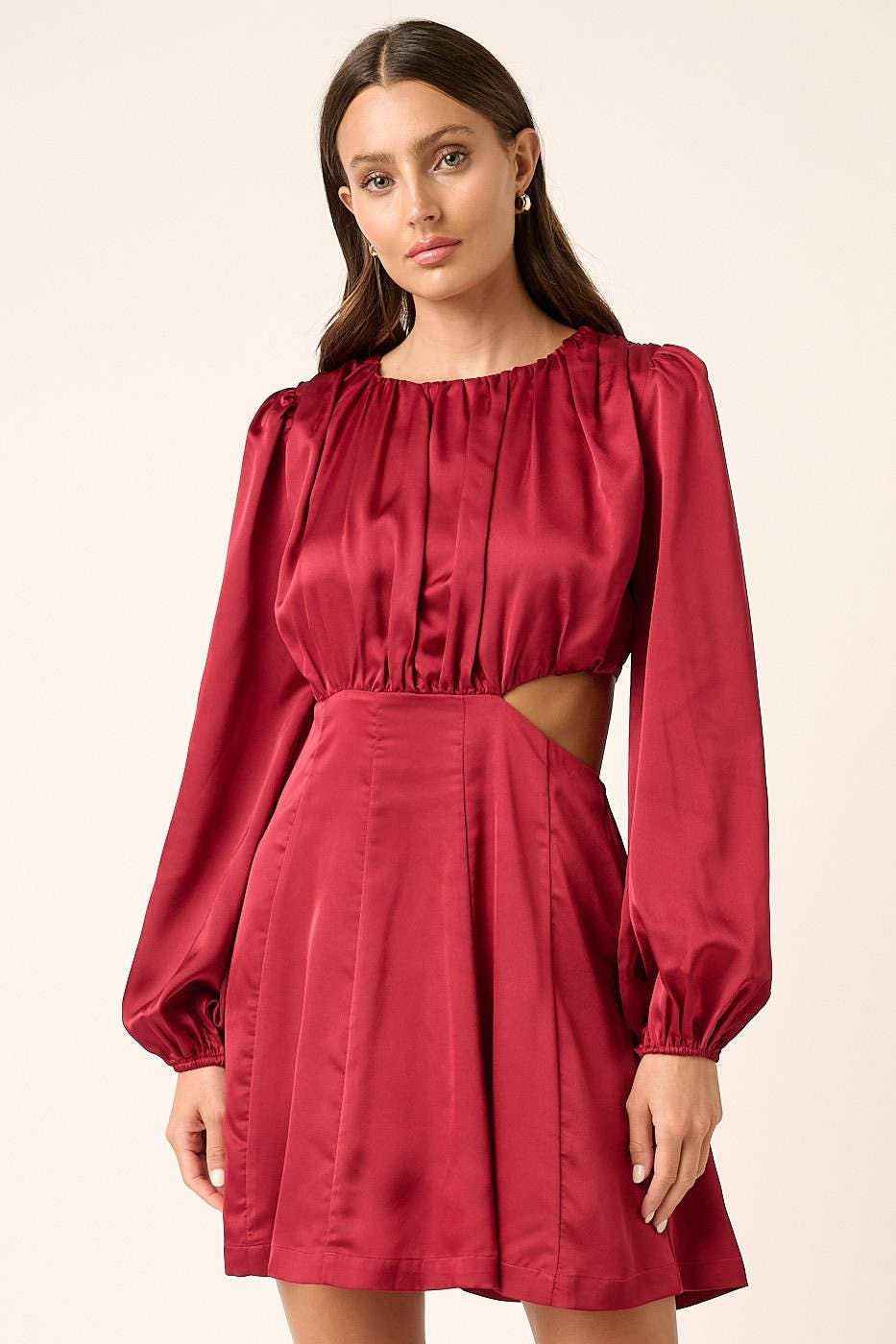 The Keana Satin Side Cutout Mini Dress