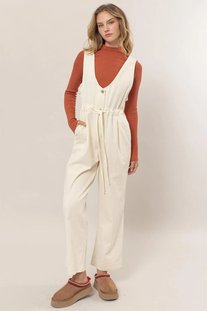 The Lorelai Twill Sleeveless Jumpsuit