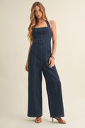 The Solara Square Neck Halter Wide Leg Jumpsuit