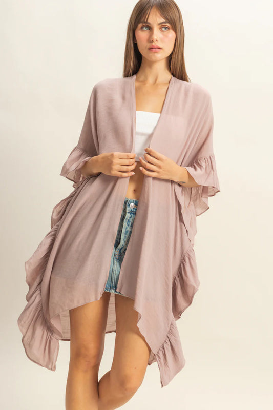 The Luna Ruffled Open Front Duster