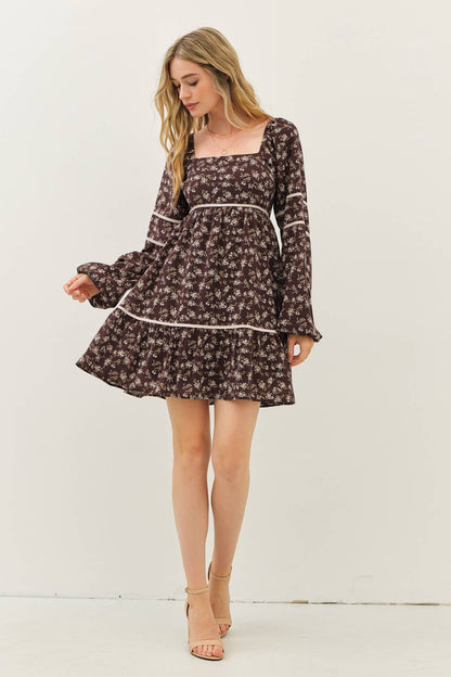 The Laura Floral Square Neck Smocked Mini Dress