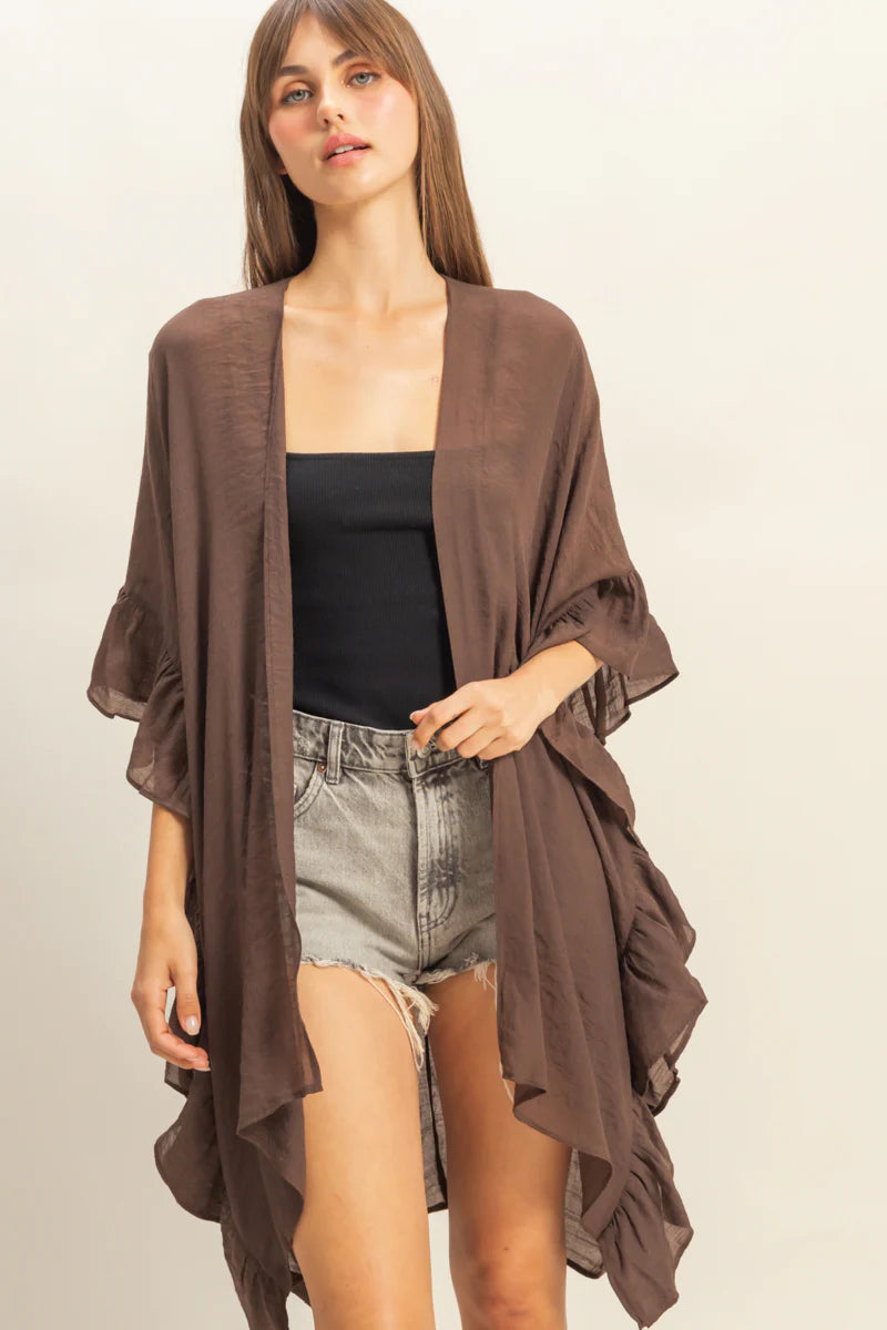 The Luna Ruffled Open Front Duster