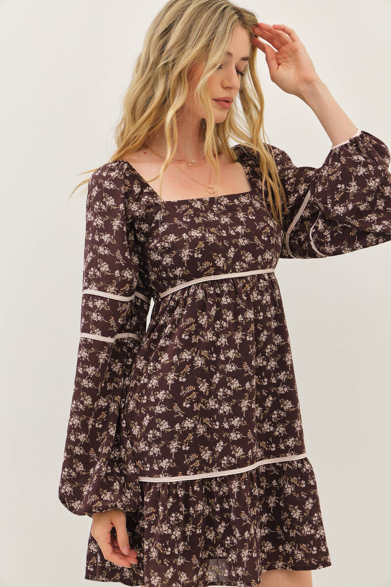 The Laura Floral Square Neck Smocked Mini Dress