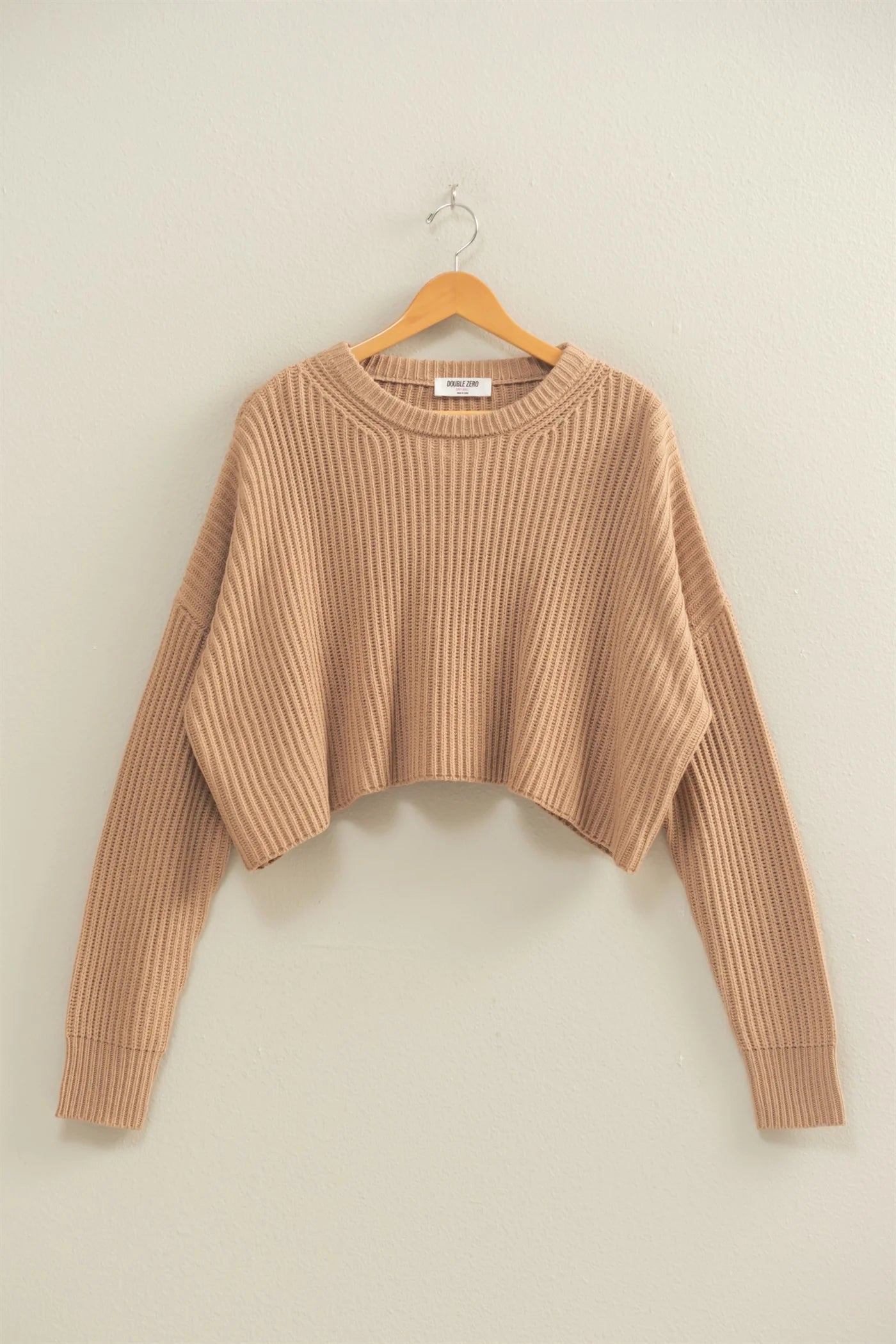 The Autumn Cropped Knit Sweater With Crew Neck
