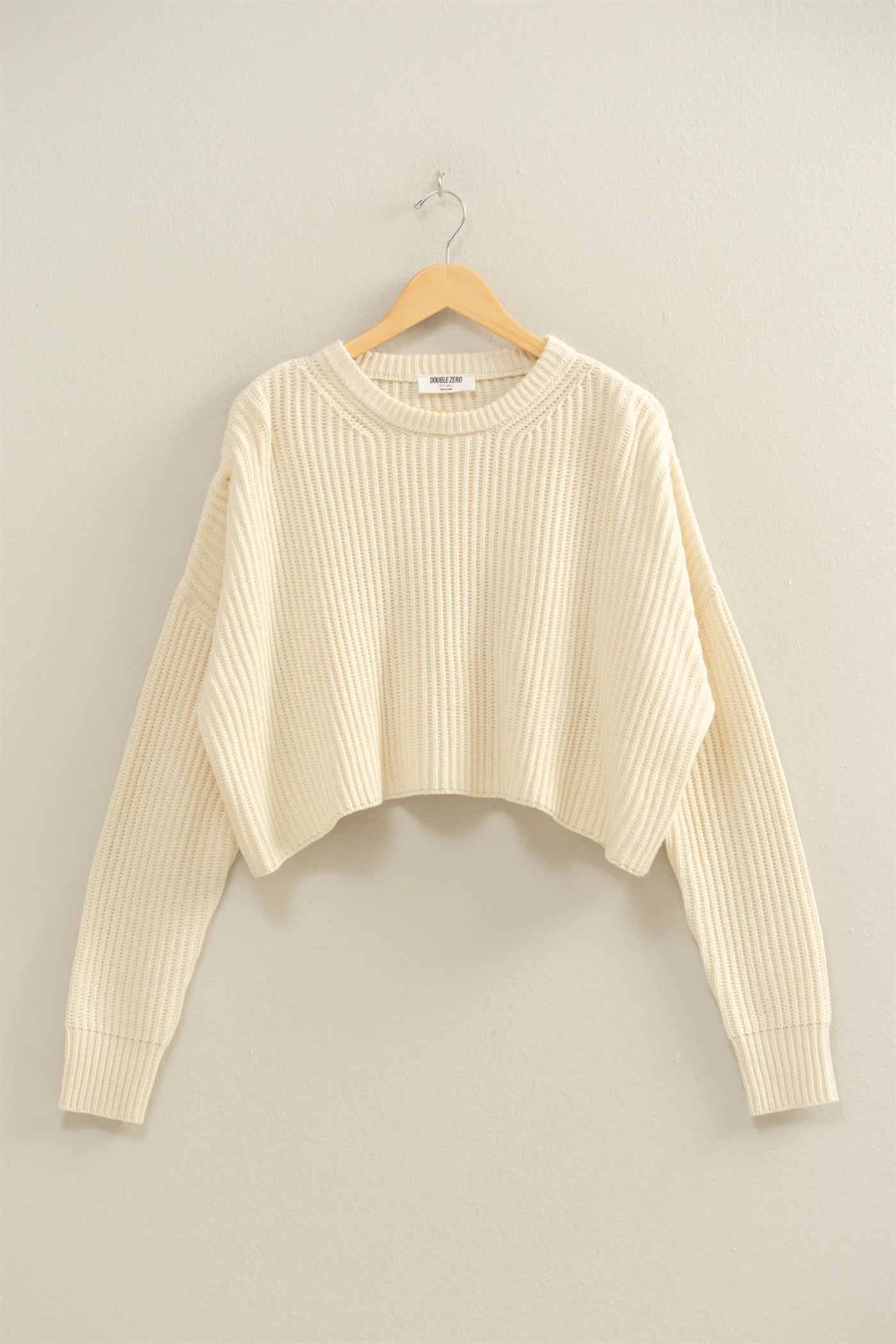 The Autumn Cropped Knit Sweater With Crew Neck