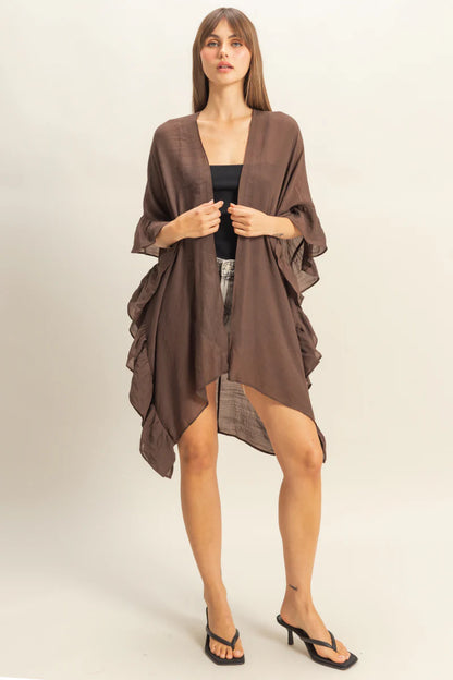 The Luna Ruffled Open Front Duster