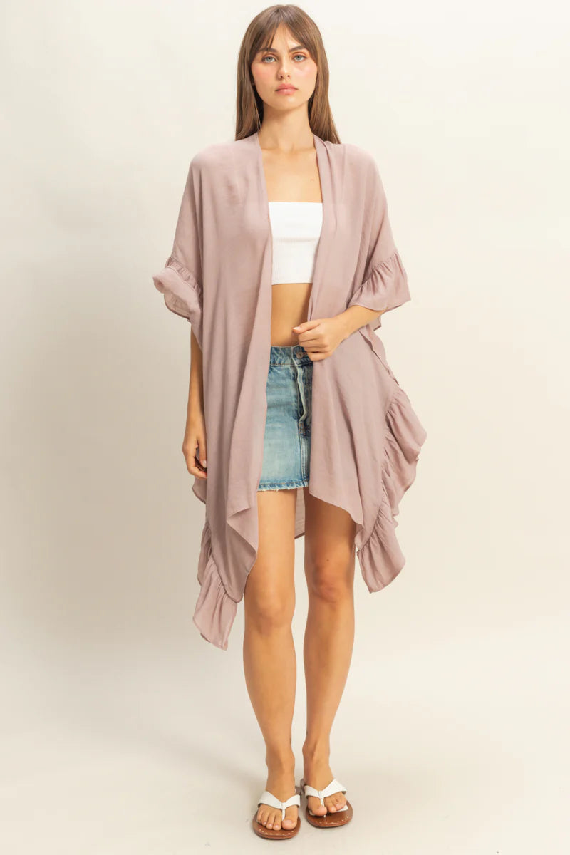 The Luna Ruffled Open Front Duster