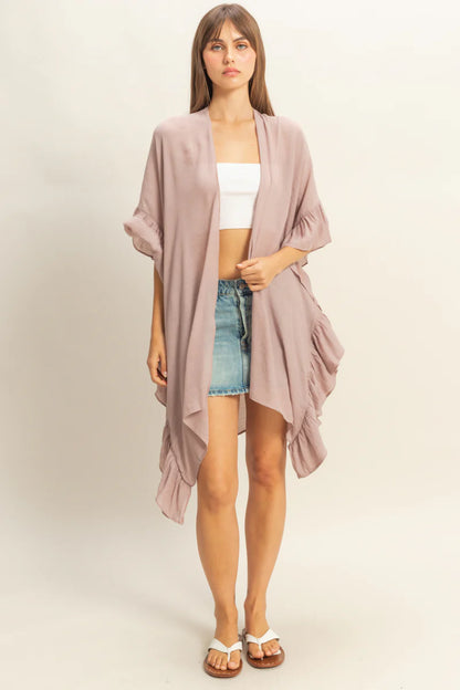 The Luna Ruffled Open Front Duster