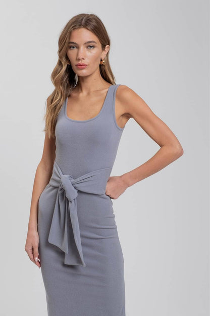 The Mina Tie Sweater Knit Tank Midi Dress