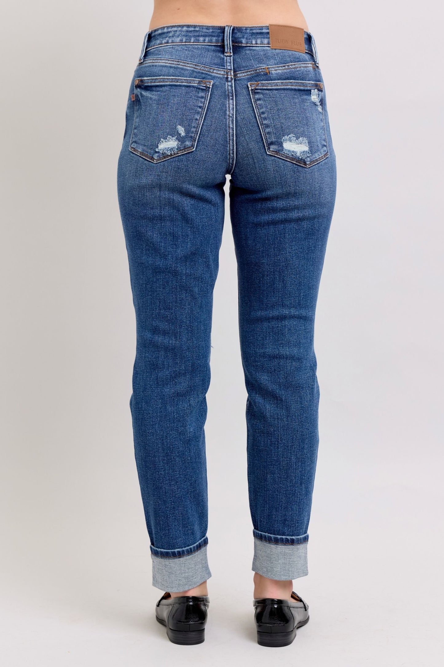 Judy Blue Yoke PK Cuff Boyfriend Jeans