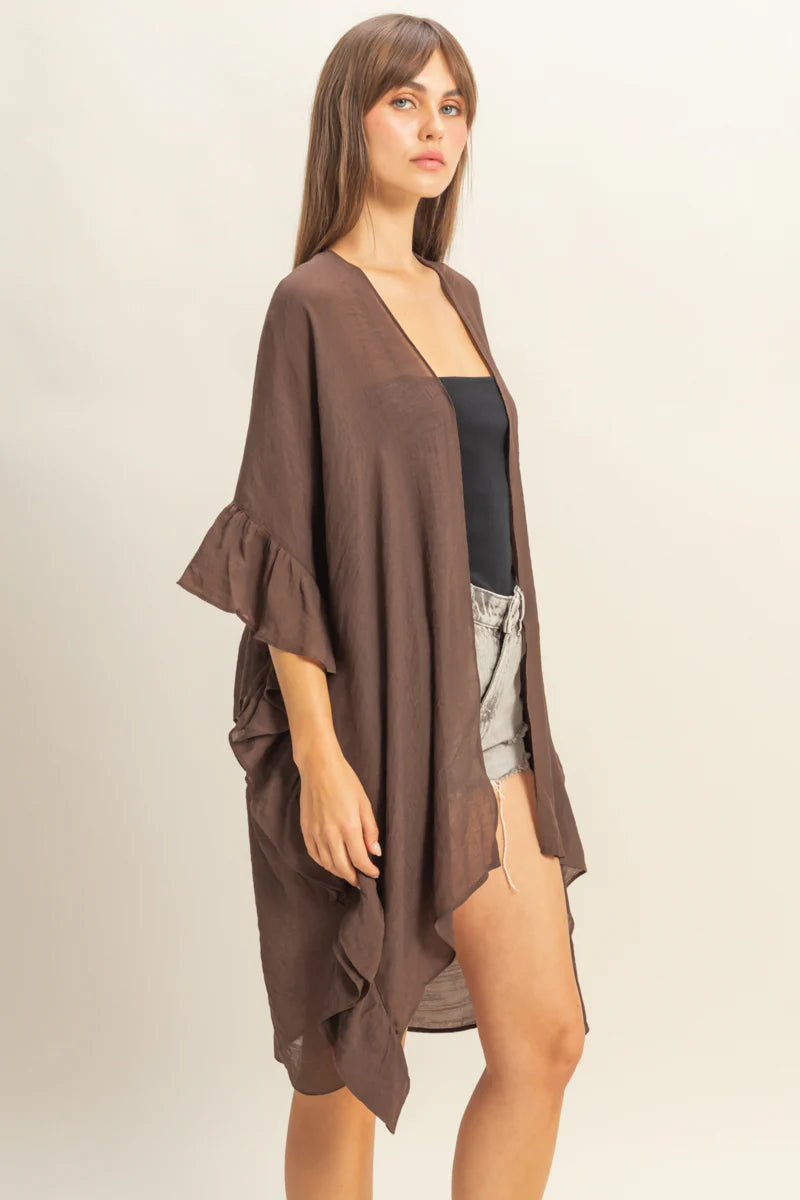 The Luna Ruffled Open Front Duster