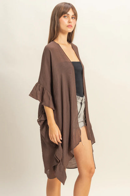 The Luna Ruffled Open Front Duster