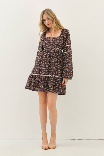 The Laura Floral Square Neck Smocked Mini Dress