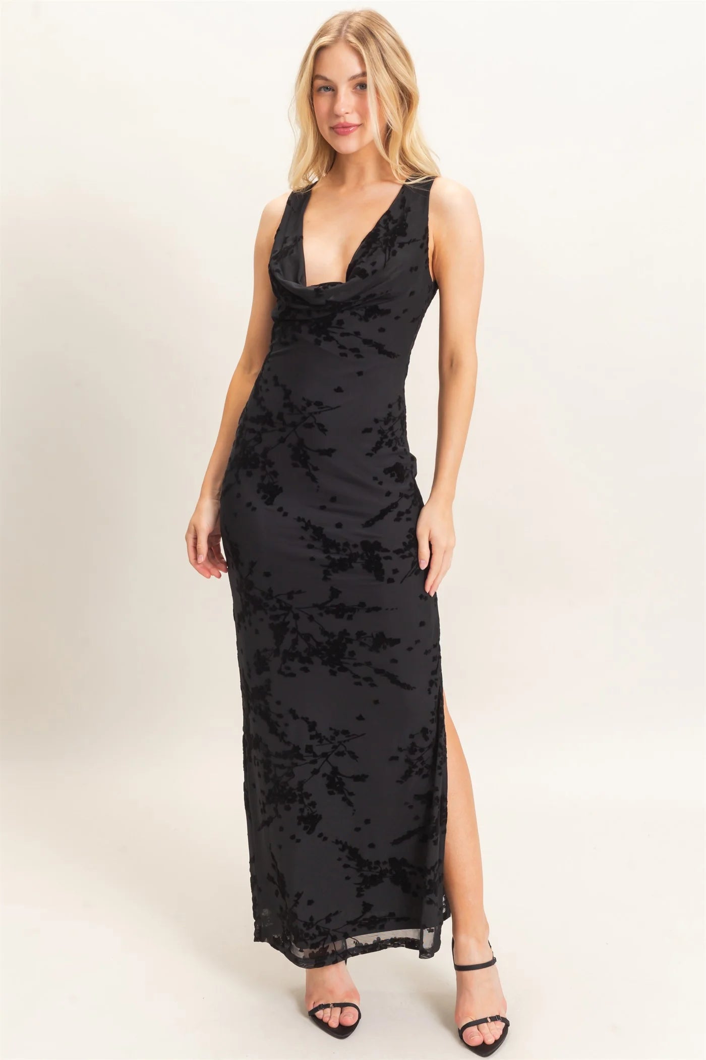 The Seraphine | Draped Cowl Neck Sleeveless Maxi Dress