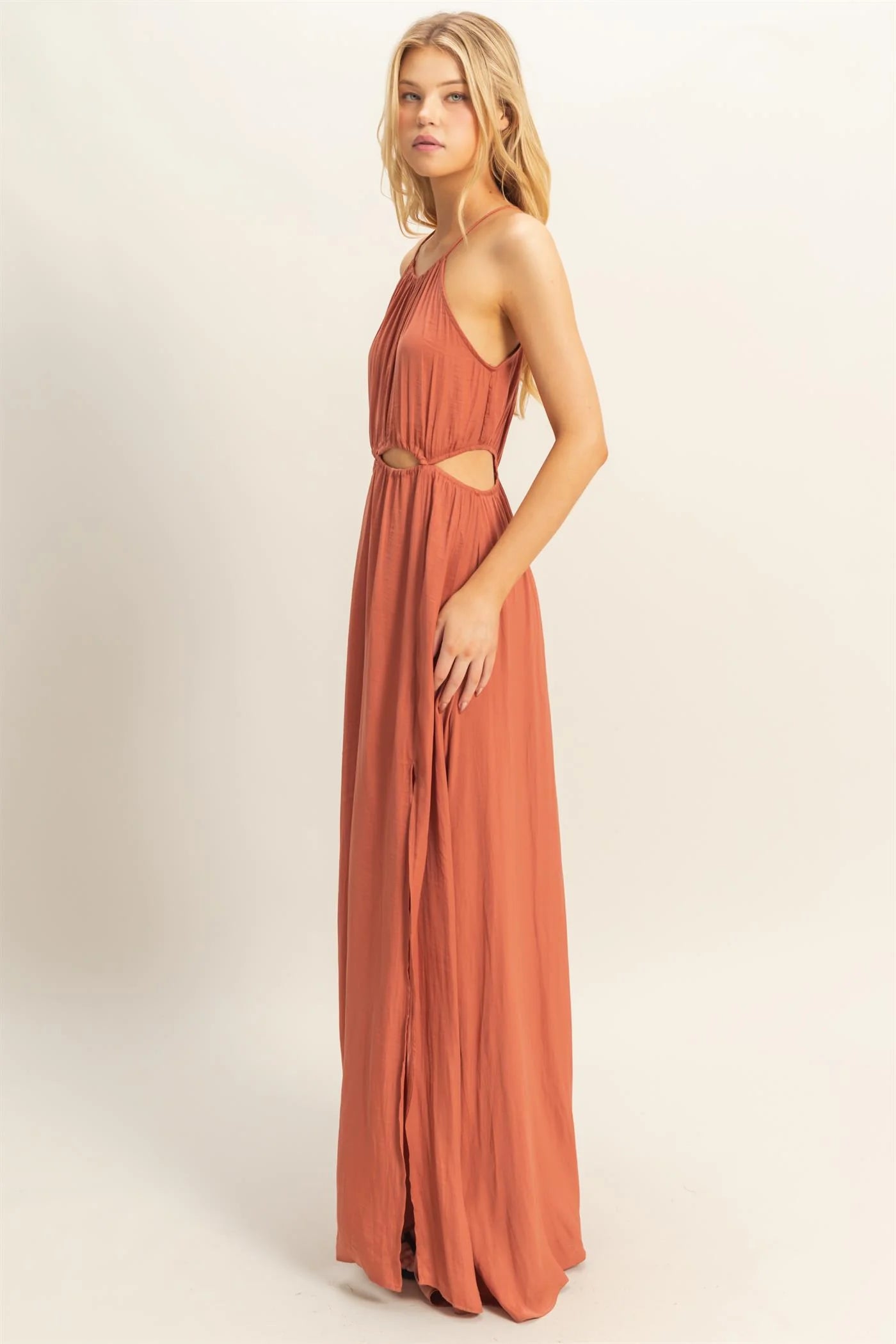 The Soleil Side Cutout Side Slit Maxi Dress