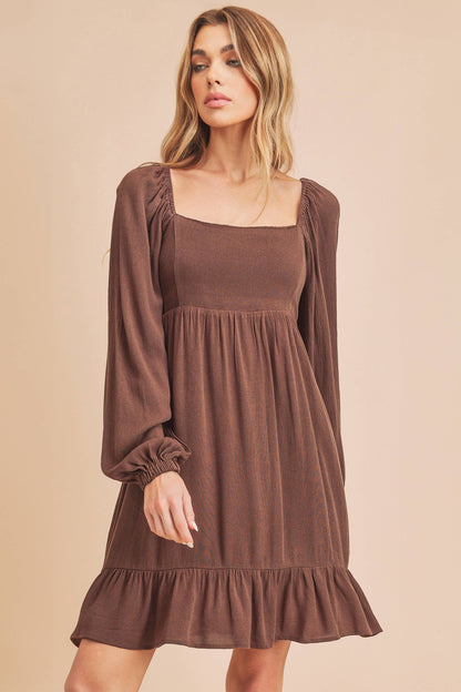 The Rowan Textured Long-sleeve Swing Dress