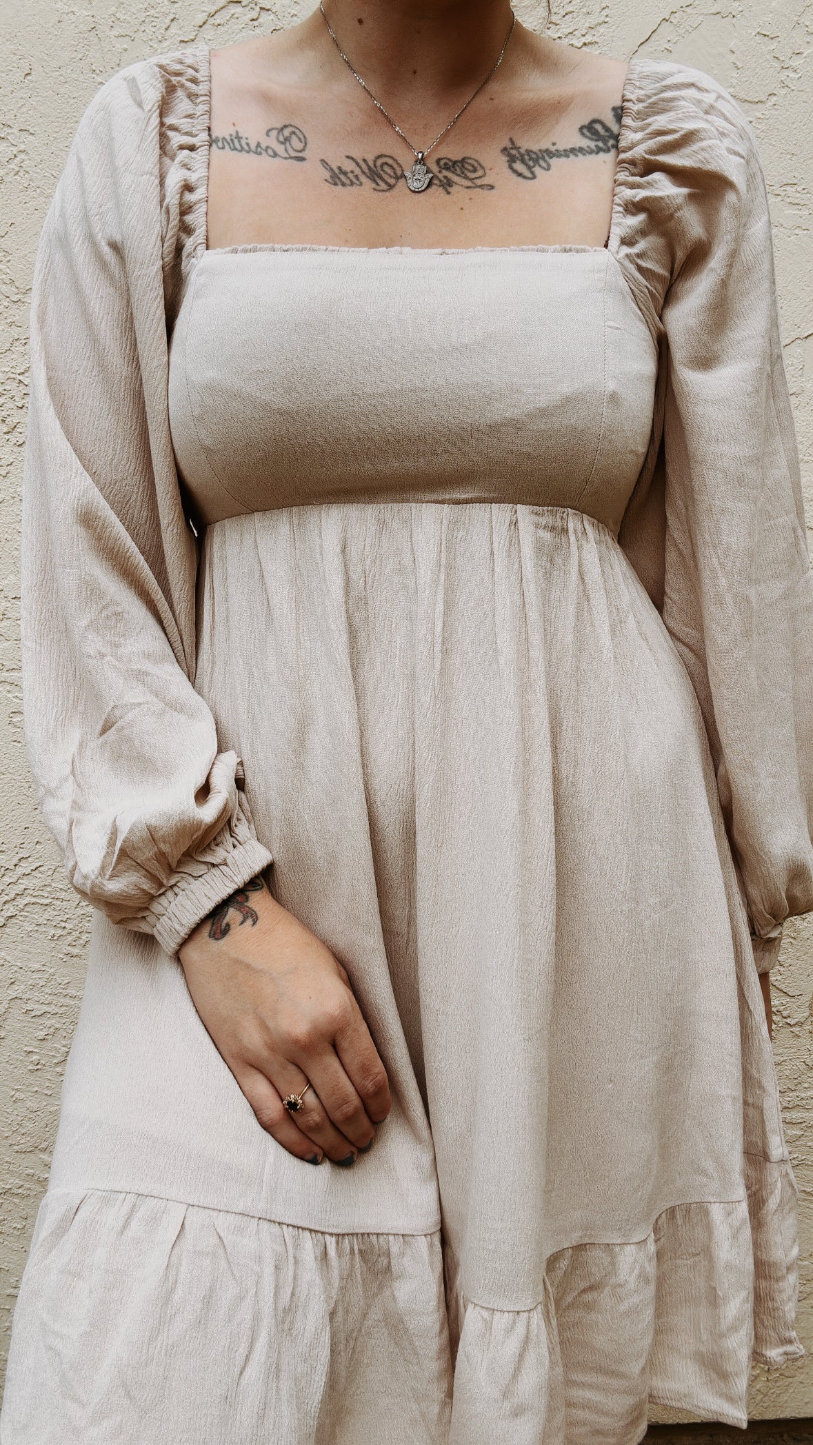 The Rowan Textured Long-sleeve Swing Dress