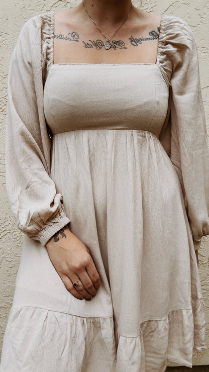 The Rowan Textured Long-sleeve Swing Dress