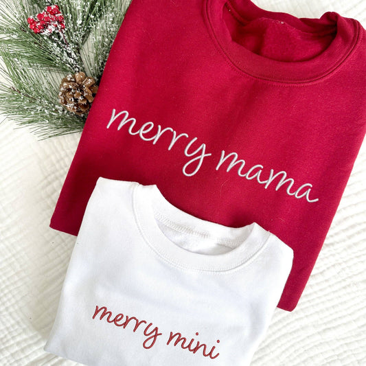 Merry Mama Embroidered Crewneck Sweatshirt