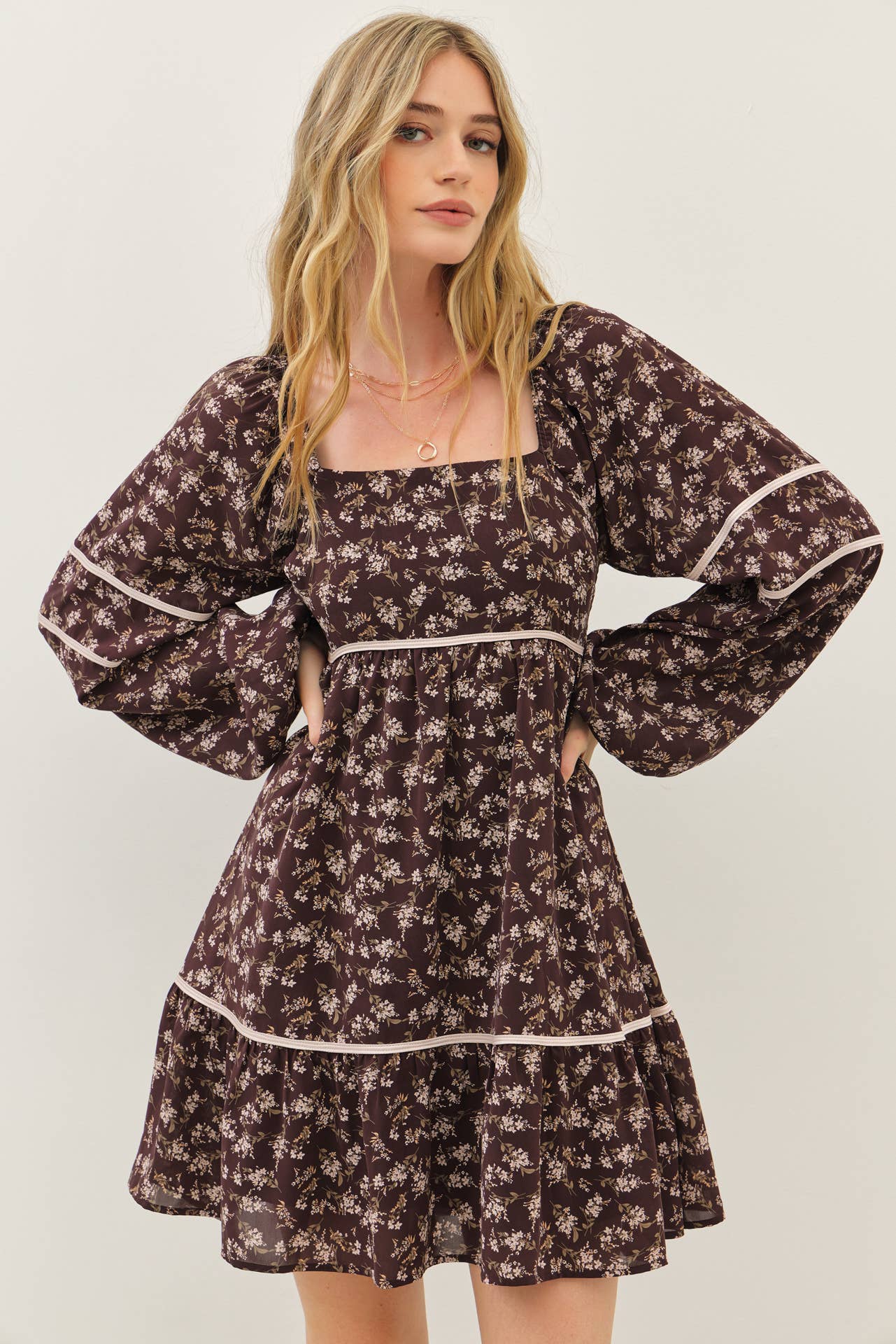 The Laura Floral Square Neck Smocked Mini Dress