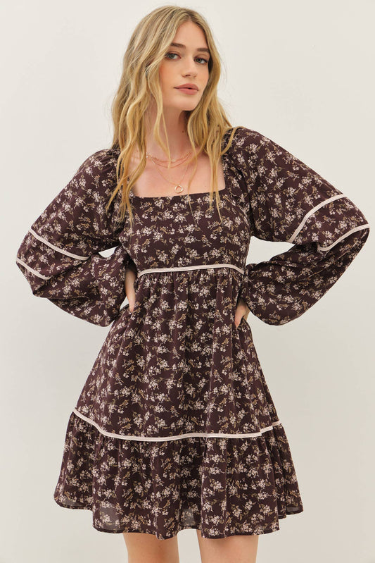 The Laura Floral Square Neck Smocked Mini Dress