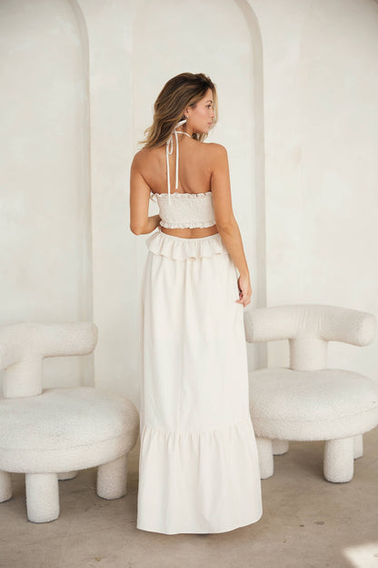 The Lana Cut-Out Ruffled Maxi Halter Dress