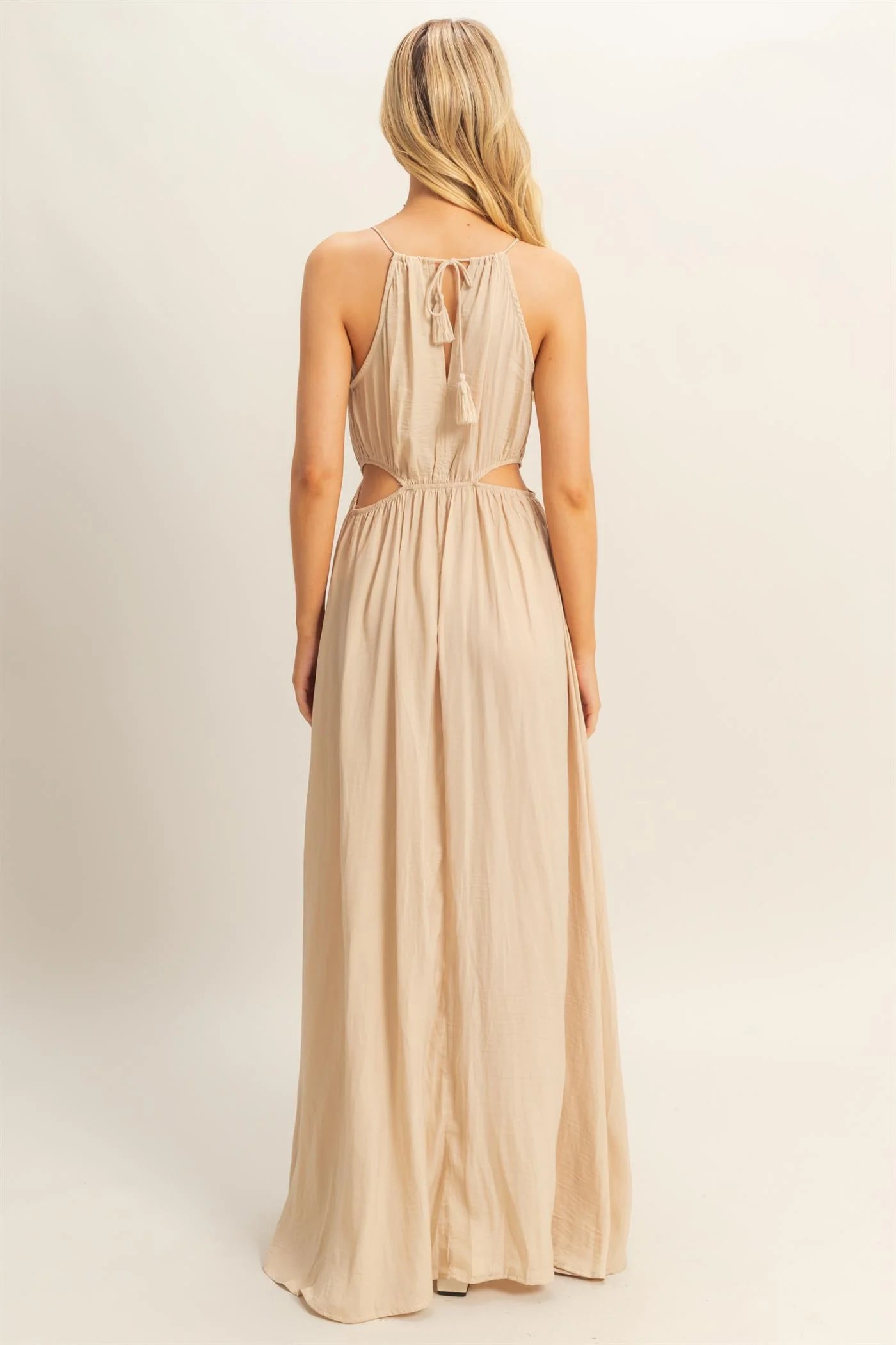 The Soleil Side Sand Cutout Side Slit Maxi Dress