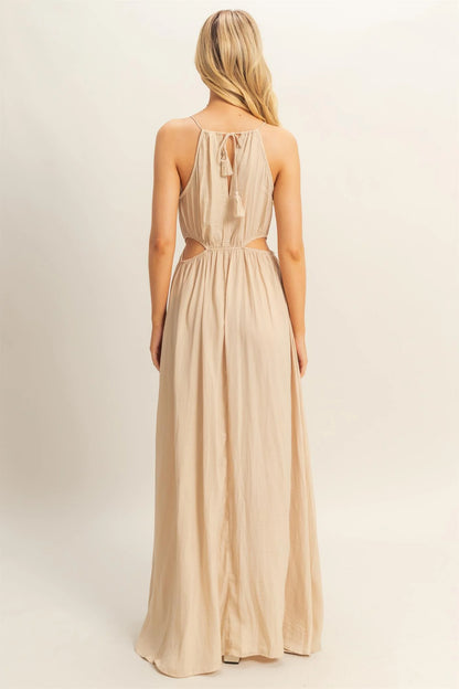 The Soleil Side Sand Cutout Side Slit Maxi Dress