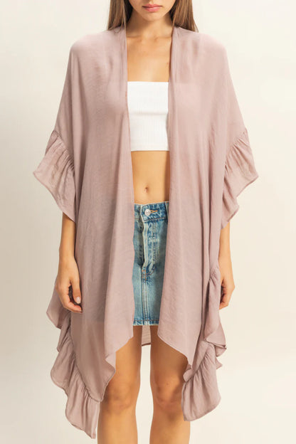 The Luna Ruffled Open Front Duster