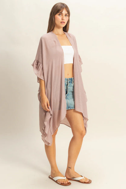 The Luna Ruffled Open Front Duster