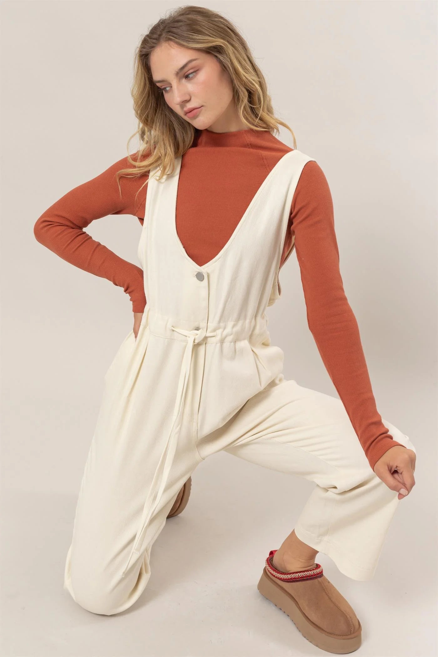 The Lorelai Twill Sleeveless Jumpsuit