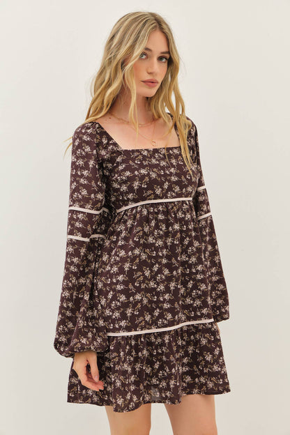 The Laura Floral Square Neck Smocked Mini Dress