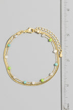The Rue | Faceted Glass Beads And Snake Chain Layered Bracelet