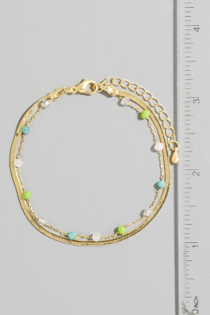 The Rue | Faceted Glass Beads And Snake Chain Layered Bracelet