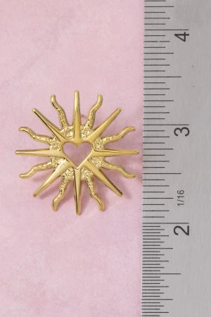 The Venus | Gold Dipped Sacred Heart Sunburst Stud Earrings