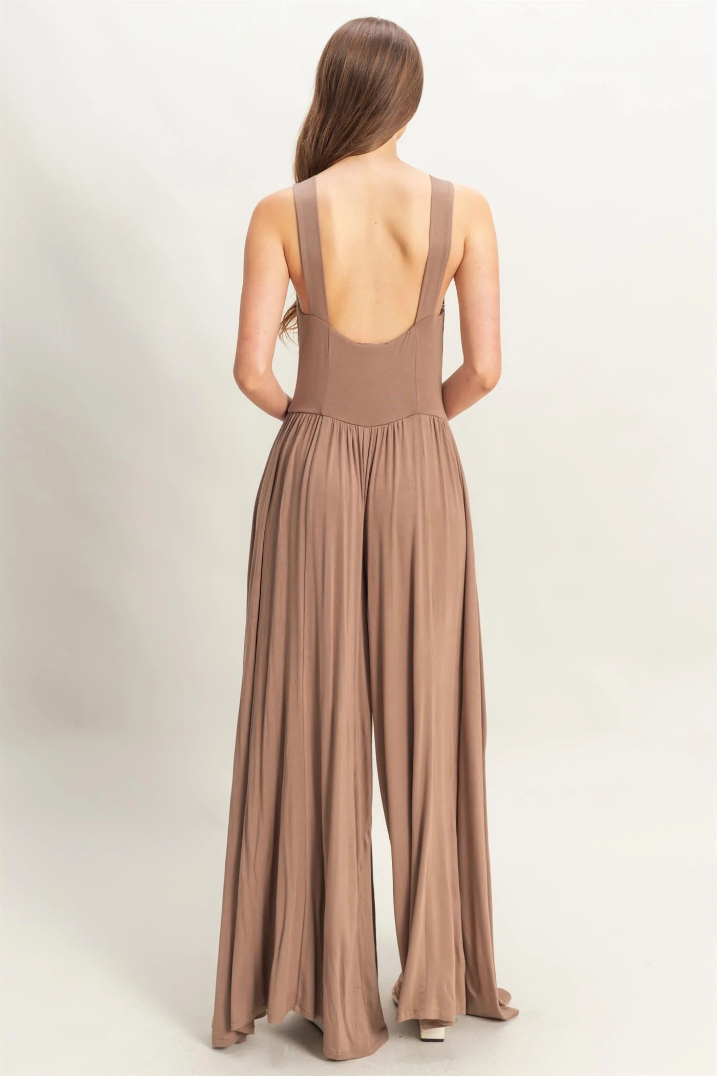 The Carmen Knotted Bust Sleeveless Jersey Jumpsuit