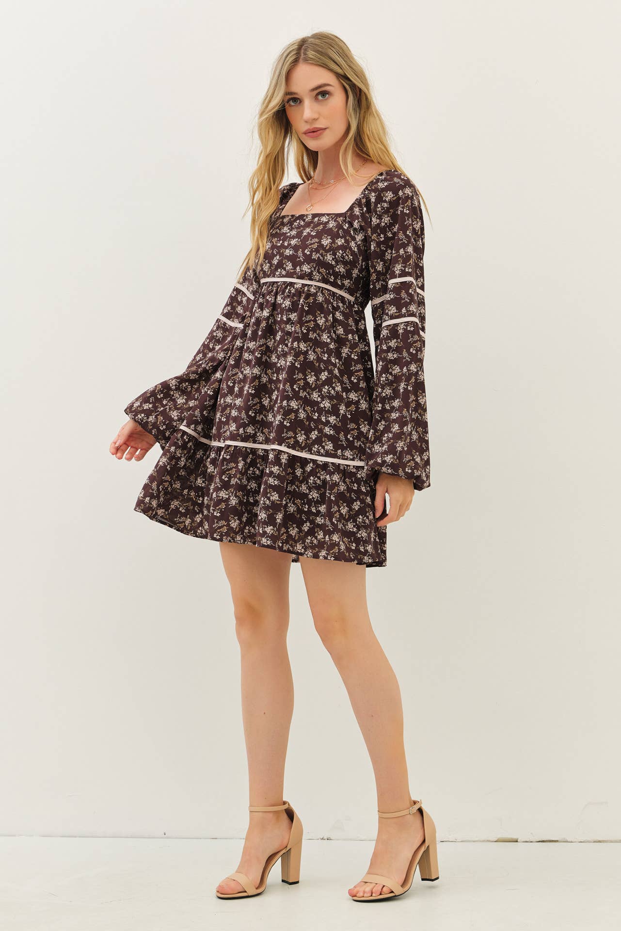 The Laura Floral Square Neck Smocked Mini Dress